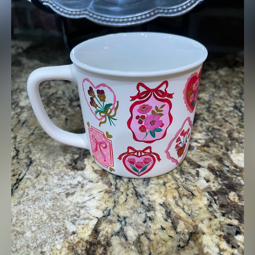 CLEMENTINE paper co. soft touch shabby floral hearts mug - Brand new!  Fabulous